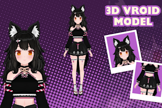 create 3d character models for vtuber, anime, 3d rigging, vroid or vrchat