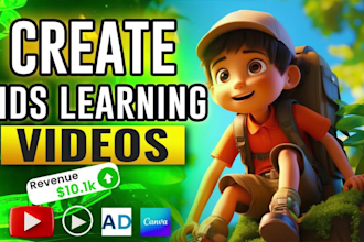 produce 3d animation, fast learning kids educational videos for youtube in 24hr