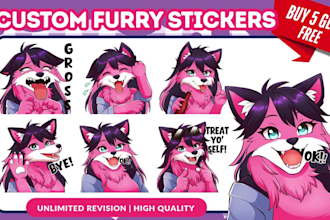 draw fursona furry stickers for telegram and discord
