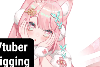 draw and rig 2d vtuber model, live2d vtuber model, 2d rigging anime vtuber model