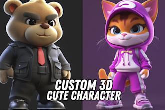create cute 3d chibi model for printing, game, animation, and rendering