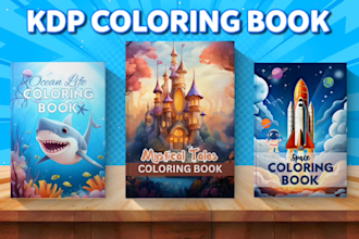 design kids and adults coloring book pages and cover for amazon kdp