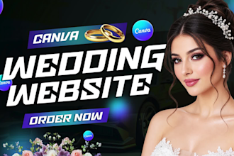 design an editable canva wedding website with rsvp