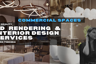 3d interior design renderings for restaurant, hotel, office, cafe, bar