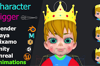 customize advanced rig compatible with mixamo rig will be face and specific part