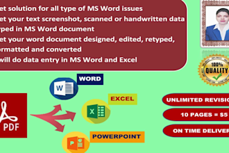 type retype document formatting data entry pdf to word