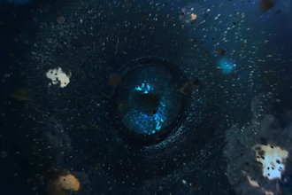 make cinematic galaxy eye logo reveal intro