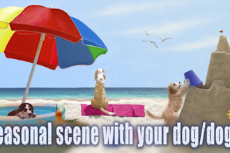 paint a seasonal wallpaper of your dog
