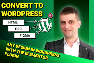 convert psd to wordpress, html to wordpress using elementor