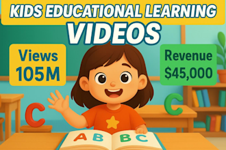 create fast learning kids video, educational video for youtube in 24 hours