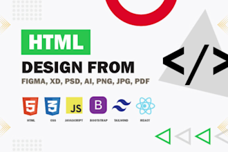 convert psd to html, figma to html website responsive  design