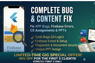 provide firebase integration, bug fixing, and removing plags in docs and ppt