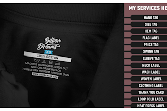 design hang tag, clothing label, neck label, hem tag, label design