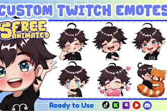 draw emotes, chibi emotes, twitch emotes, animated emotes, vtuber for stream