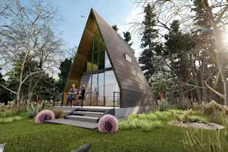 design modern adu tiny house interior and exterior with 3d rendering