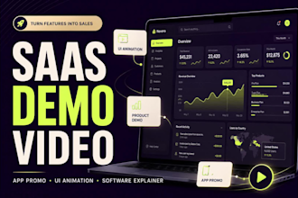 create animated saas app promo video, software demo explainer video for startups