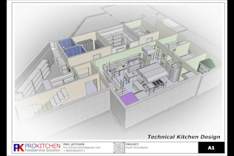 create commercial kitchen for restaurant, cafe, bar