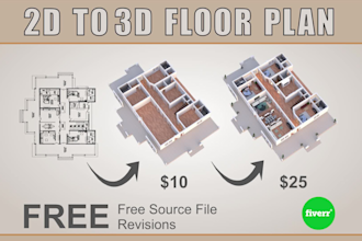 create 2d and 3d floor plans renderings,  architectural walkthroughs in sketchup