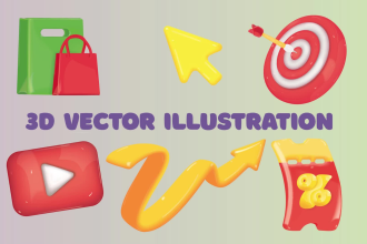 create 3d vector icons, file eps, ai, svg, 6000px