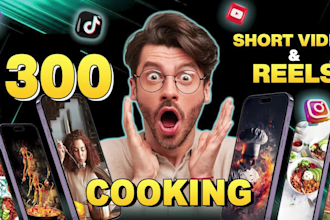 create 300 food and cooking instagram reels and youtube shorts