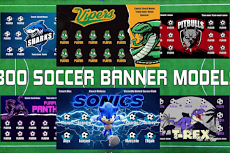 design soccer banner, team banner, poster soccer, pennant soccer