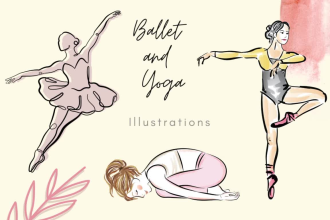 illustrate people doing yoga or dancing ballet