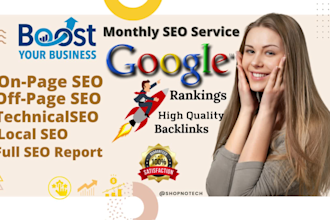 complete monthly SEO service to rank websites on google