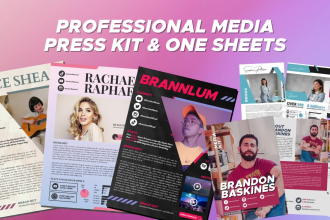 design electronic press media kit, epk, one sheet for artists, brands, business
