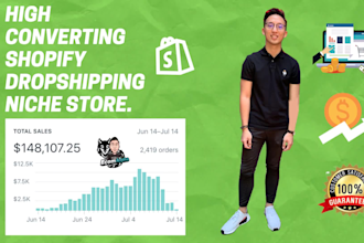 create one product shopify dropshipping website, store