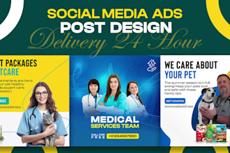 attractive pet care, healthcare, gym, ads, social media web banners