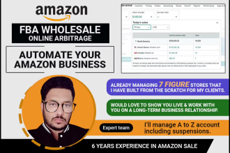 fully automate your amazon fba wholesale, dropshipping store as amazon VA