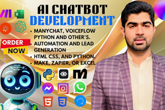 develop ai chatbot automation using manychat, voiceflow, clepher and gpt