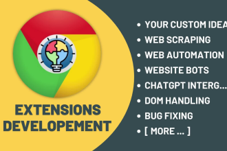 develop chrome extension, web automation bot, data scraper