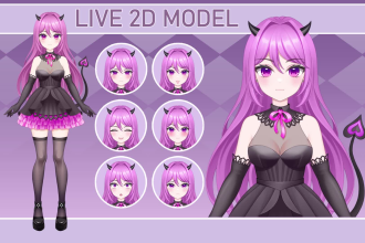 draw and rigging model live2d for vtuber, facerig, prprlive