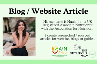 write a health or food blog article by a nutritionist