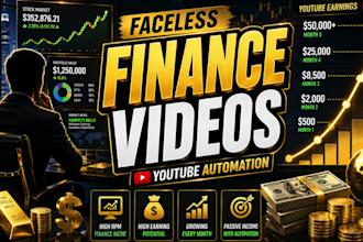 create luxury cash cow and faceless finance videos for youtube automation
