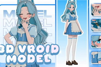 create 3d character models for vtuber, vrchat avatar, vroid and 3d rigging