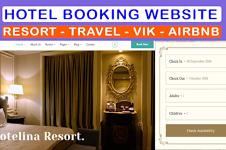 create hotel resort travel tour vik booking appointment wordpress website