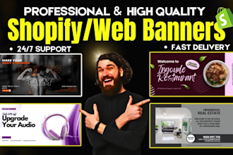 design professional shopify banner, hero image, web banner