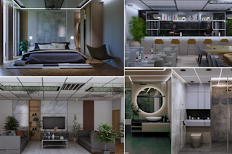 interior 3d modeling and realistic high quality render