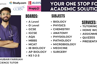 be your biology and chemistry tutor for high school and college