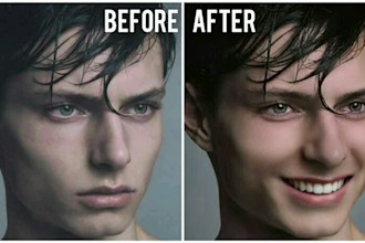 realistically edit and add a charming smile to the face