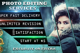 do retouching, resizing, crop and editing in 2 hours