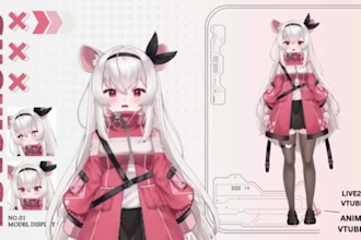draw and rig full live2d vtuber model, 2d vtuber, vtuber rigging, live2d outfits