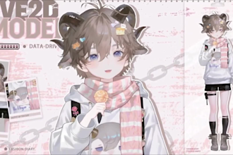 draw quality anime vtuber model live2d model vtuber character 2d vtuber model