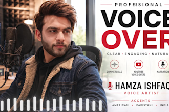 do american or pakistani voice over for youtube and animation