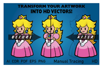 manually tracing artwork into a high definition vector illustration