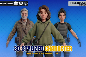 create custom stylized 3d game character for unity, unreal, and animation