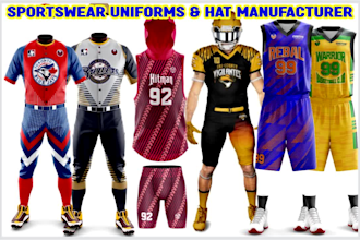 design and manufactured basketball, american football, baseball uniforms