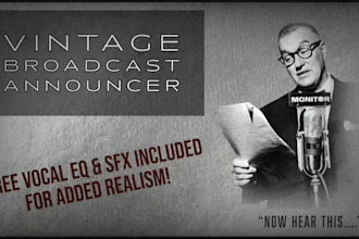 record a vintage news broadcaster voiceover
